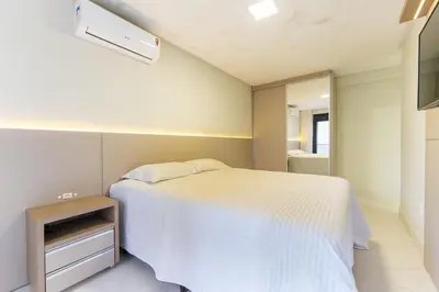 A planta de Excelente apartamento em Bombas com piscina