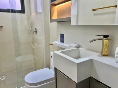 Uma casa de banho em Lindo! Apto na praia de Palmas! AA03J