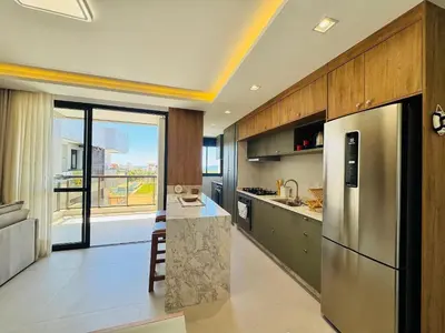 A cozinha ou kitchenette de Oásis do Atlântico 408 A - Apartamento vista mar na praia de palmas