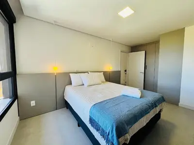Uma cama ou camas num quarto em Oásis do Atlântico 408 A - Apartamento vista mar na praia de palmas