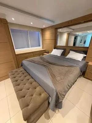 Uma cama ou camas num quarto em Penthouse na Av Atlântica with Sea Front and Spa