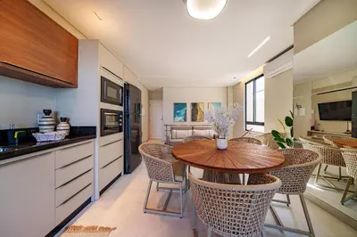 A planta de Canto da Amoreira 203 - Apartamento Duplex - Vista para o Mar - Canto Grande - Bombinhas