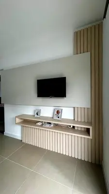 Uma televisão e/ou sistema de entretenimento em Apto Da Praia 201