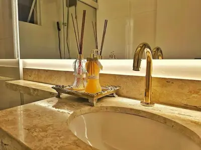 Uma casa de banho em 504 - Apartamento Novo à 300 metros do mar em Itapema