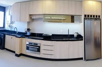 A cozinha ou kitchenette de Apartamento Novinho na Praia de Palmas em Gov Celso Ramos