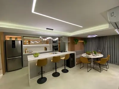 A cozinha ou kitchenette de Excelente apartamento Frente Mar na Barra Sul