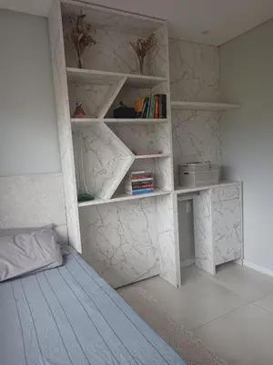 A biblioteca desta casa de férias