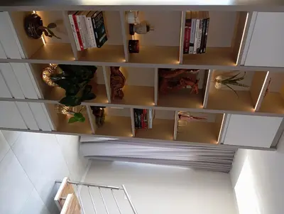 A biblioteca desta casa de férias