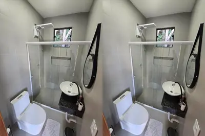 Uma casa de banho em Loft Romântico no centro de Bombinhas