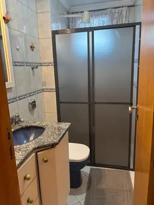 Uma casa de banho em Apartamento Frente Mar na Meia Praia