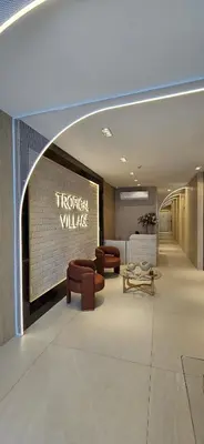 Uma área de estar em Apartamento Mobiliado 6 Lug Ar Condi garagem sacada