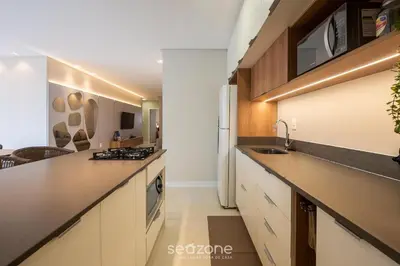 A cozinha ou kitchenette de Apto c/ Churrasqueira a 500m da Praia TDF0302
