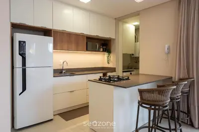A cozinha ou kitchenette de Apto c/ Churrasqueira a 500m da Praia TDF0302