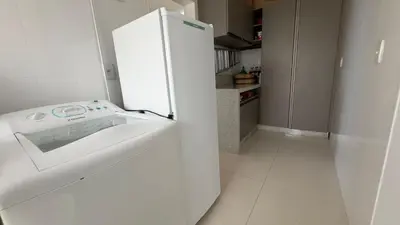 A cozinha ou kitchenette de Apartamento vista Panorâmica do Mar em Meia Praia
