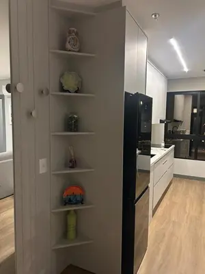 A cozinha ou kitchenette de Itapema flat a 300m da praia e píer