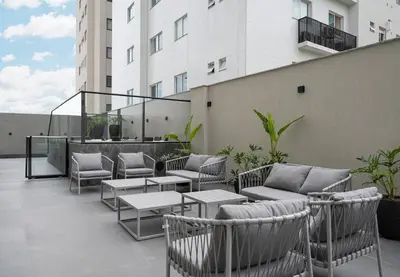 Uma varanda ou terraço em Itapema flat a 300m da praia e píer