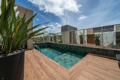 A planta de Barbados 203 - Apto 2 suítes na Praia de Bombas