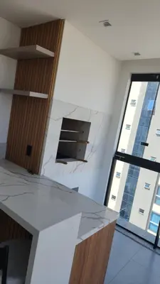A cozinha ou kitchenette de Apartamento Novo Vista Mar - Próximo ao Pier