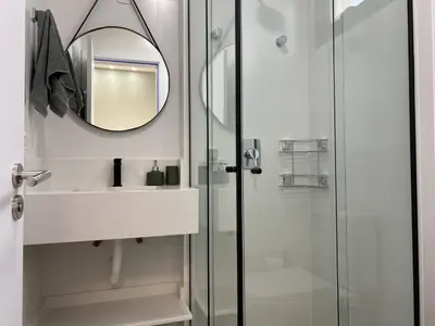 Uma casa de banho em Apartamento com vista ao mar à 60 metros da praia do mariscal