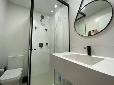 Uma casa de banho em Apartamento com vista ao mar à 60 metros da praia do mariscal