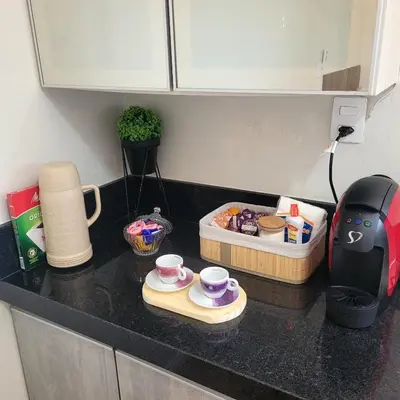 Comodidades para chá e café em Confortável Studio BC