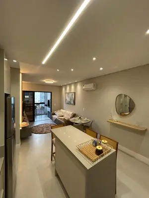 Uma cama ou camas num quarto em Apartamento Praia de Palmas Governador Celso Ramos SC - 300mts do mar
