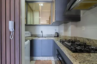 A cozinha ou kitchenette de Apto Vista Mar a 500 m da Praia ROO0401