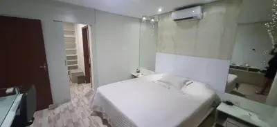 Uma cama ou camas num quarto em Casa na Praia do Araçá, Porto Belo
