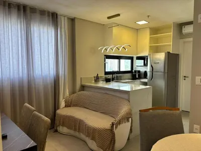 A cozinha ou kitchenette de Flat com Academia, Rooftop, Piscina e Vista Mar