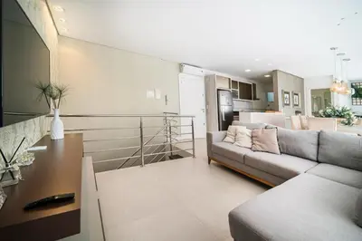 Uma área de estar em Cobertura Duplex - Bombinhas