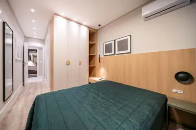 Uma cama ou camas num quarto em Lumina 401B – Luxo a 50 metros da Praia de Bombas