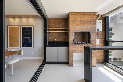 A cozinha ou kitchenette de Lumina 401B – Luxo a 50 metros da Praia de Bombas