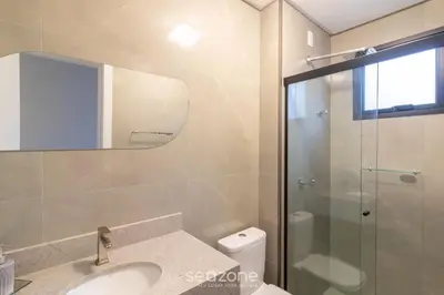Uma casa de banho em Apto c/ Churrasqueira a 450 m da praia EVU1802