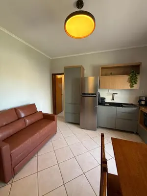 A cozinha ou kitchenette de Apartamento na Praia de Palmas com vista para o mar, 250m da areia