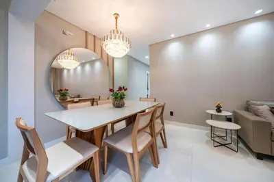 Uma área de estar em Apartamento alto padrão 2 suítes com piscina