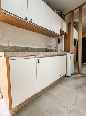 A cozinha ou kitchenette de Casa aconchegante em Itapema com piscina