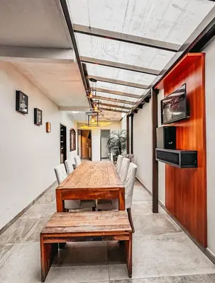 A cozinha ou kitchenette de Casa aconchegante em Itapema com piscina
