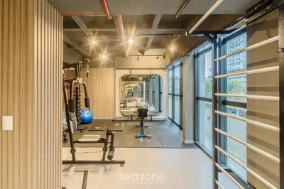O centro de fitness e/ou as comodidades de fitness de Sua estadia exclusiva a poucos passos do Mar em Meia Praia - FFS II