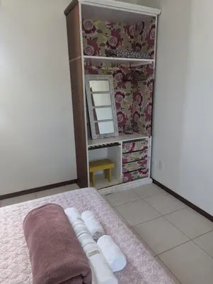 Uma cama ou camas num quarto em Apartamento vista para o mar - Praia do Mariscal