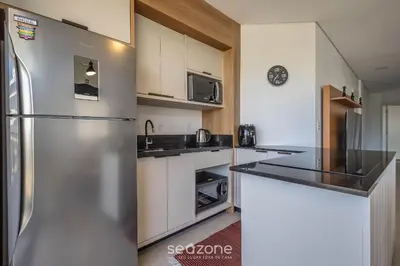 A cozinha ou kitchenette de Apto c/ varanda e churrasq. a 250m do Mar RMP0102