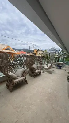 Uma varanda ou terraço em Apartamento vista mar na Praia de Palmas