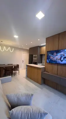 A cozinha ou kitchenette de Apartamento vista mar na Praia de Palmas