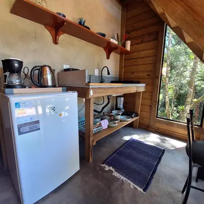 A cozinha ou kitchenette de Cabana Rústica Mariscal - Canto do Marfim