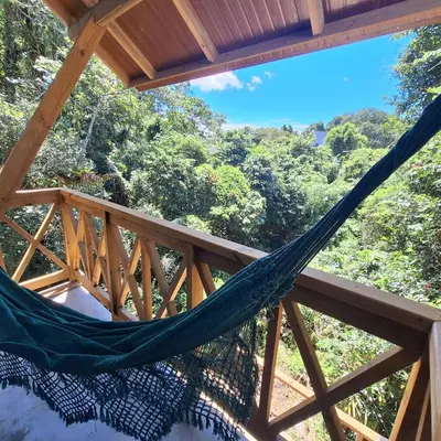 Uma varanda ou terraço em Cabana Rústica Mariscal - Canto do Marfim