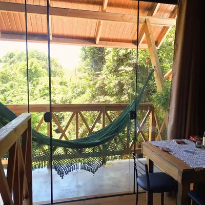 Uma varanda ou terraço em Cabana Rústica Mariscal - Canto do Marfim