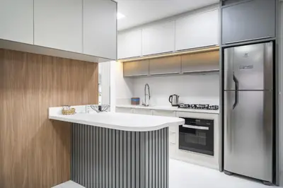 A cozinha ou kitchenette de Apto Moderno 550m da Praia SG2989