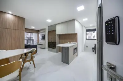 A cozinha ou kitchenette de Apto Moderno 550m da Praia SG2989
