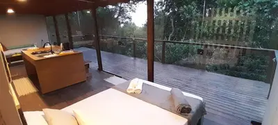 Uma varanda ou terraço em Bangalo Camping oásis