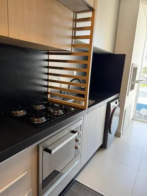 A cozinha ou kitchenette de Apartamento 600mt da praia vista mar