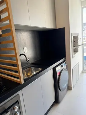 A cozinha ou kitchenette de Apartamento 600mt da praia vista mar
